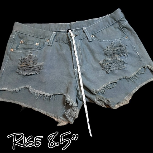 Originally NWT White Distressed Cut Off Shorts now in Antique Sage. Size 27🍃 - Picture 7 of 9